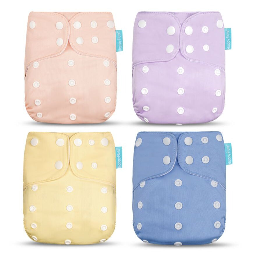 Lot de 4 couche lavable bébé NappyTendre™️ (+4 Insère Réutilisables)